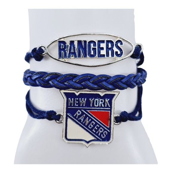 Ashley Bridget Jewelry - New York Rangers Bracelet NHL Adjustable Silver Red Blue White Ashley Bridget